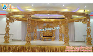 ชุด Mandap ไม้สองเสาสำหรับงานแต่งงาน,Mandap ทำจากไม้สไตล์อินเดียดั้งเดิมดีไซน์แบบเรียบง่าย - Product Image 3