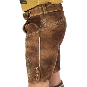 Shorts en cuir de daim respirant à motif bavarois pour hommes, pour l'Oktoberfest - Product Image 5