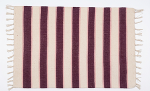 Tapis de plage en coton rayé, rectangulaire, tissage plat, lavable, style côtier - Product Image 2