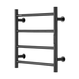 Nero opaco 4-Bar elettrico riscaldato scaldasciugamani cremagliera a parete bagno Plug-In dispositivo di asciugatura degli asciugamani - Product Image 1