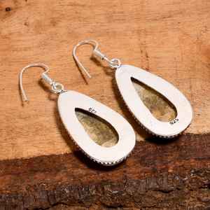 Pendientes de plata con forma de pera de coral natural, estilo vintage, plata de ley 925, joyería bohemia hecha a mano con piedras preciosas, regalo para ella. - Product Image 4