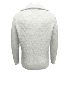 Pull en maille blanc pour homme, col zippé 1/4, motif géométrique, manches longues, vêtement d'automne - Product Image 2