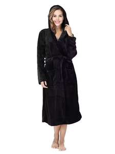 Peignoir de luxe décontracté noir uni OEM de haute qualité, nouvelle collection 2023, pour hommes et femmes, robes et ensembles de nuit - Product Image 5