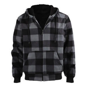 Unisex Faux Fur Flannel Hoodie <b>Jacket</b> Autumn Warm Coat Solid Zip-up Sherpa Hood <b>Fleece</b> <b>Lined</b> 100% Cotton Casual Dyed Processed - Product Image 3