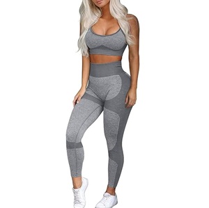 Conjunto Deportivo de Yoga para Mujer, Talla Grande, Impermeable, Sólido, para Gimnasio y Actividades al Aire Libre, 2 Piezas, Leggings y Sujetador Deportivo - Product Image 2