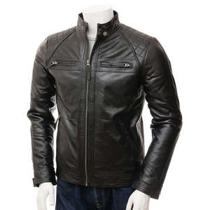 Blouson de travail personnalisé pour homme, style motard, en cuir, avec fermeture éclair, vente en gros, blouson rétro en cuir pour homme - Product Image 1
