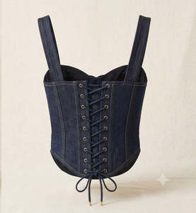 Denim <b>Patchwork</b> Corset Dress Zip Front Sleeveless Casual Dress for Streetwear Boutique - Product Image 6