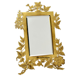 Fancy Design Portable Feature Aluminum Metal <b>Silver</b> Color Tabletop <b>Mirror</b> With Amazing Frame Stand Home Decor - Product Image 4