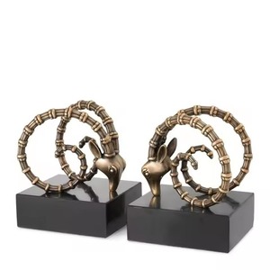 <b>Rustic</b> Brass Finish Horseshoe Bookends Sculptural Metal <b>Desk</b> Decor Antique Weathered Finish Irregular Design 2Pcs - Product Image 6