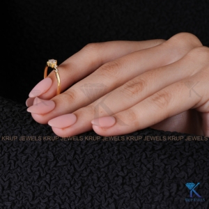Anillo de Compromiso Clásico de Oro Sólido con Diamante Cultivado en Laboratorio, Banda en Espiral Vintage, Corte Brillante, Joyería Fina Hecha a Medida para Mujer - Product Image 6