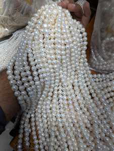 Perles de culture d'eau douce blanches en forme de pomme de terre, 9-10 mm, naturelles, en vrac, pour la fabrication de bijoux, fournitures en gros, haute qualité - Product Image 3