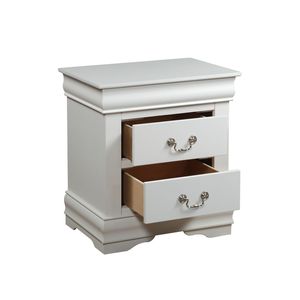 Comodino a 2 cassetti in pino massiccio con finitura bianca - Product Image 4