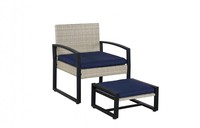 Meubles en rotin PE de haute qualité BeNK, ensemble moderne de 4 pièces avec repose-pieds, pour extérieur, villa, parc, terrasse, balcon, hôtel, appartement, salon