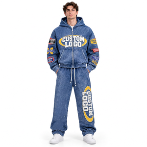 Ensemble sweat à capuche et jogging en coton délavé à l'acide pour homme, coupe oversize, style streetwear décontracté et tendance - Product Image 5
