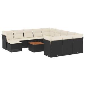 Conjunto de Sofás Modulares Grandes para Jardín en Ratán PE Negro y Crema, Muebles Modulares de Exterior de Primera Calidad - Product Image 2