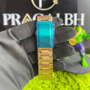 Reloj de Cuarzo de Lujo con Incrustaciones de Oro para Hombre, Correa de Acero Inoxidable, Esfera Negra, Resistente al Agua, Reloj de Moda - Product Image 5