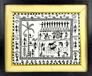 Pintura Artesanal 3D Completa en Metal Estilo Vintage de Bihar Madhubani, Arte Folclórico, Decoración del Hogar, Jharkhand - Product Image 2