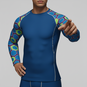 Custom Sublimated Full Sublimation Men Long Sleeve <b>Compression</b> <b>Shirt</b> BJJ Rashguard MMA Fighting Rash Guard Training Top - Product Image 6