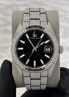 Montre automatique pour homme en acier inoxydable, entièrement sertie de moissanite, style hip-hop, luxe, 41 mm
