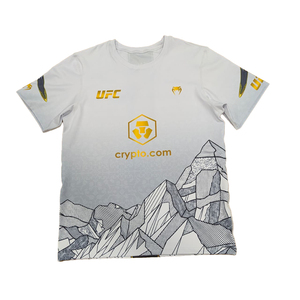T-shirt sans manches UFC pour homme, blanc, sublimation, MMA, polyester, séchage rapide, coupe ample, logo imprimé sur toute la longueur, arts martiaux mixtes - Product Image 1