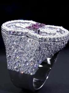 Luxury Platinum Plated Sterling <b>Silver</b> Bezel Set Moissanite Hip Hop Engagement Promise Anniversary <b>Ring</b> for Women <b>Men</b> - Product Image 4