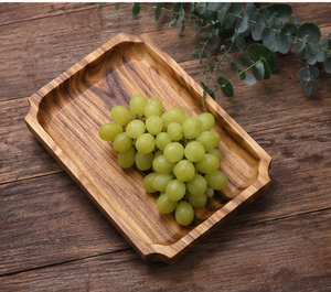Handmade Durable Polished Eco-Friendly Acacia Wood <b>Serving</b> Tray <b>Set</b> Natural Rectangular Food <b>Serving</b> Platters - Product Image 5