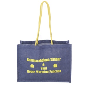 EcoFriendly Customized Logo Printing Blue Color Jute Promotional Tote <b>Bag</b> Best Quality with Inner Lamination Directly From India - Product Image 1