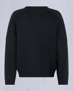 Suéter de Punto de Lana Negro para Hombre, Cuello Redondo, Corte Regular, Diseño Minimalista, Detalle de Bolsillo, Ropa de Invierno - Product Image 5