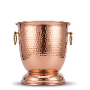 Cubo de Hielo de Cobre Martillado a Mano con Asas de Latón - Enfriador de Vino Decorativo Premium y Florero para Decoración del Hogar y Eventos - Product Image 1
