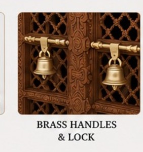 Solid Wood Handmade Wooden Pooja Door <b>Frame</b> Classic Style Home Shrine With Bells Traditional Carved Wooden Temple Door <b>Frame</b> - Product Image 4