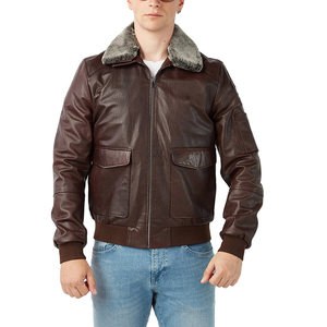 Men's 100% Polyester Thick Cotton-Filled Leather Jacket Stand Collar <b>Covered</b> <b>Button</b> Patchwork Design Windproof Breathable High - Product Image 2