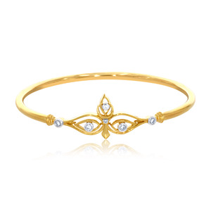 Bracelet jonc élégant en cristal doré inspiré des feuilles pour femme, bijou de luxe tendance pour mariage et soirée - Product Image 1