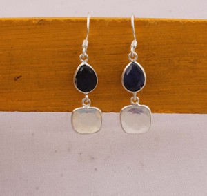 Natural Black Onyx & Opalite <b>Earrings</b> 925 Sterling <b>Silver</b> Jewelry Manufacturer Wholesale Handmade Gemstone Drop <b>Dangle</b> <b>Earrings</b> - Product Image 1