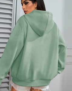 Mint Green Women Hoodie and Jogger Set Solid Color Two Piece Tracksuit Casual Lounge Outfit - Product Image 4