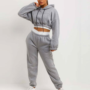 Women Soft Touch Cropped <b>Lounge</b> Tracksuit For Relaxed Wear Women Stylish Cropped Athletic Tracksuit <b>Set</b> - Product Image 2