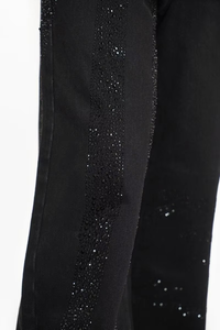 Jean en denim pour homme 2026 de haute qualité, personnalisé, noir délavé, avec strass, coupe large, style streetwear décontracté, hip-hop, Y2K, OEM ODM, en coton - Product Image 3