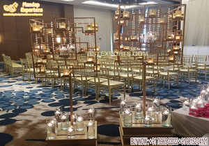 Soportes de vela de Metal para boda, candelabro de cristal de lujo para pasarela, evento de recepción, decoración de pasarela - Product Image 2