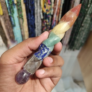 Wholesale 7 Chakra Hand Carved Gemstone Spiral Healing <b>Wand</b> for Reiki Meditation Spiritual Growth & Angelic Guidance - Product Image 5
