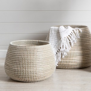 Juego de 3 cestas redondas multiusos de mimbre marino, cestas de almacenamiento hechas a mano, venta al por mayor, ecológicas, hechas en Vietnam - Product Image 3