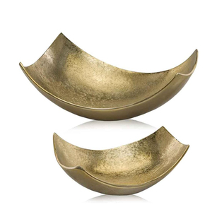 Cucha <b>Small</b> Scoop Gold <b>Bowl</b>, Shiny, Aluminum, Tabletop, Accent Piece, Centerpiece, Fruit Holder, Aluminum Casted <b>Bowls</b> - Product Image 4