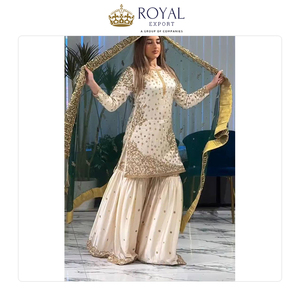 คอลเลคชั่นชุดชาราร่างานแต่งงานผ้าไหมเฟนดี้แท้คุณภาพดีที่สุด ดีไซน์ทันสมัย ปักลายหนักประดับเลื่อม พร้อมจำหน่าย - Product Image 3