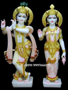 Marble Krishna Painted Exclusive Murti Indian Exporter Statue Worship Hindu Culture Handmade High Quality Marble - Product Image 4