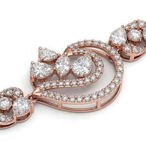 9K Rose Gold Pear & Round Lab Grown Diamond Necklace | 2.64 CT Fine Jewelry - Product Image 3