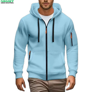 Sweat-shirt à capuche zippé bicolore pour homme, avec empiècements contrastants, en polaire multicolore, uniforme d'entraînement, veste d'extérieur - Product Image 1