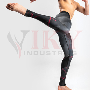 Leggings de compression pour hommes, qualité supérieure, nouvelle collection, motif abstrait gris et noir, vêtements de fitness personnalisés, tissu extensible Accent. - Product Image 5