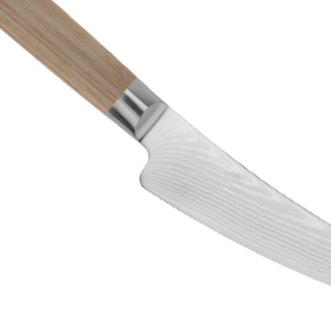 Couteau à désosser et à fileter de 6 pouces en acier Damas, lame courbée, couteau de cuisine pour la découpe de la viande et du poisson avec manche en bois de Pakka blond - Product Image 2