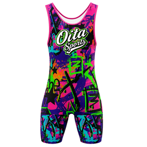 <b>Men</b> Multicolor Sublimated <b>Wrestling</b> <b>Singlet</b> Polyester Lightweight <b>Wrestling</b> Sportswear Athletic Uniform Match Training - Product Image 2