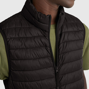 <b>Men's</b> <b>Black</b> Quilted Puffer <b>Vest</b> Stand Collar Zipper Closure Windproof Casual Winter Outerwear Sleeveless Lightweight Gilet - Product Image 5