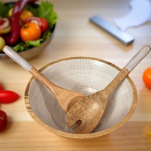 Bol à salade rond naturel en bambou, bols en bois de coco, design attrayant, décoratif, pour servir les aliments - Product Image 3