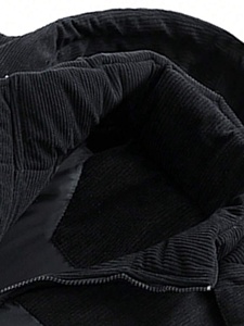 Chaqueta de plumón para hombre con bloques de color, cuello de pana y capucha, para invierno - Product Image 5